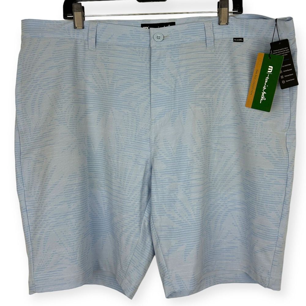 NEW Travis Mens 42 "Street Art" Wicking Floral Lifestyle Performance Shorts Blue